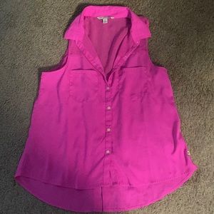 Neon Pink Buttoned up Tank Top